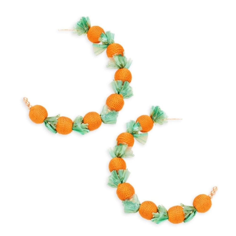SALE! KENETH JAY LANE LARGE ORANGE HOOP EARRINGS.